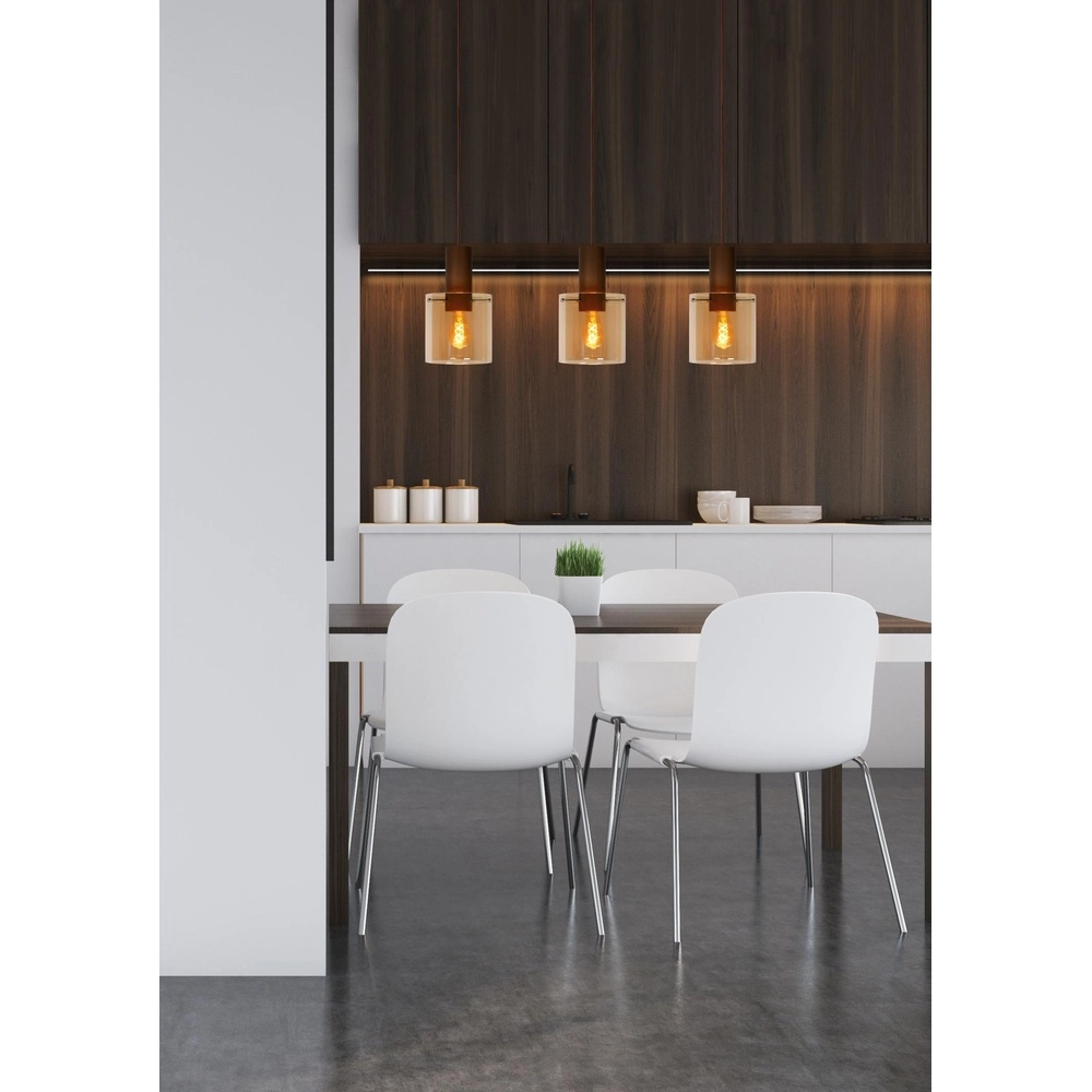 Pendant lamp Toledo 3-light amber glass Lucide 5411212740854