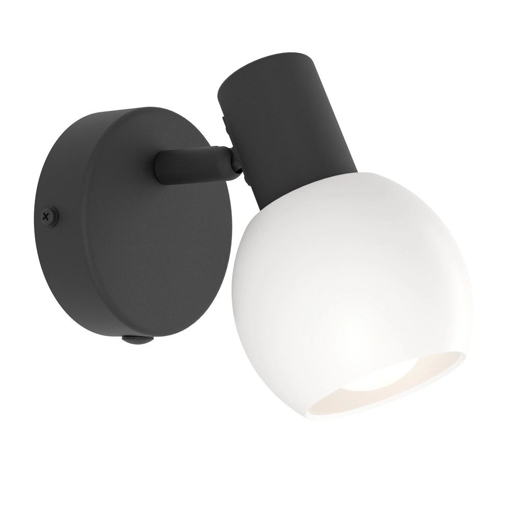 Wall lamp Castellazo black with white glass