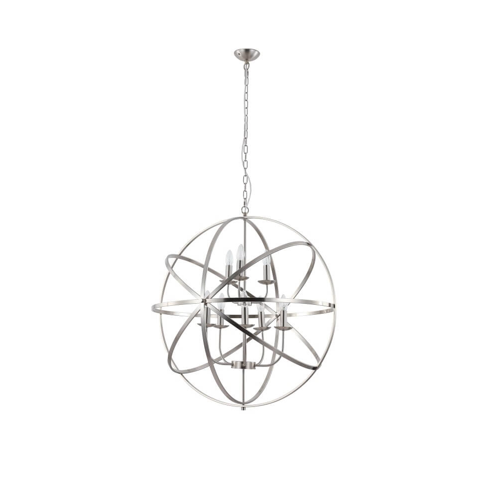 Antique pendant lamp Orbit 8-light silver Searchlight 5053423271934
