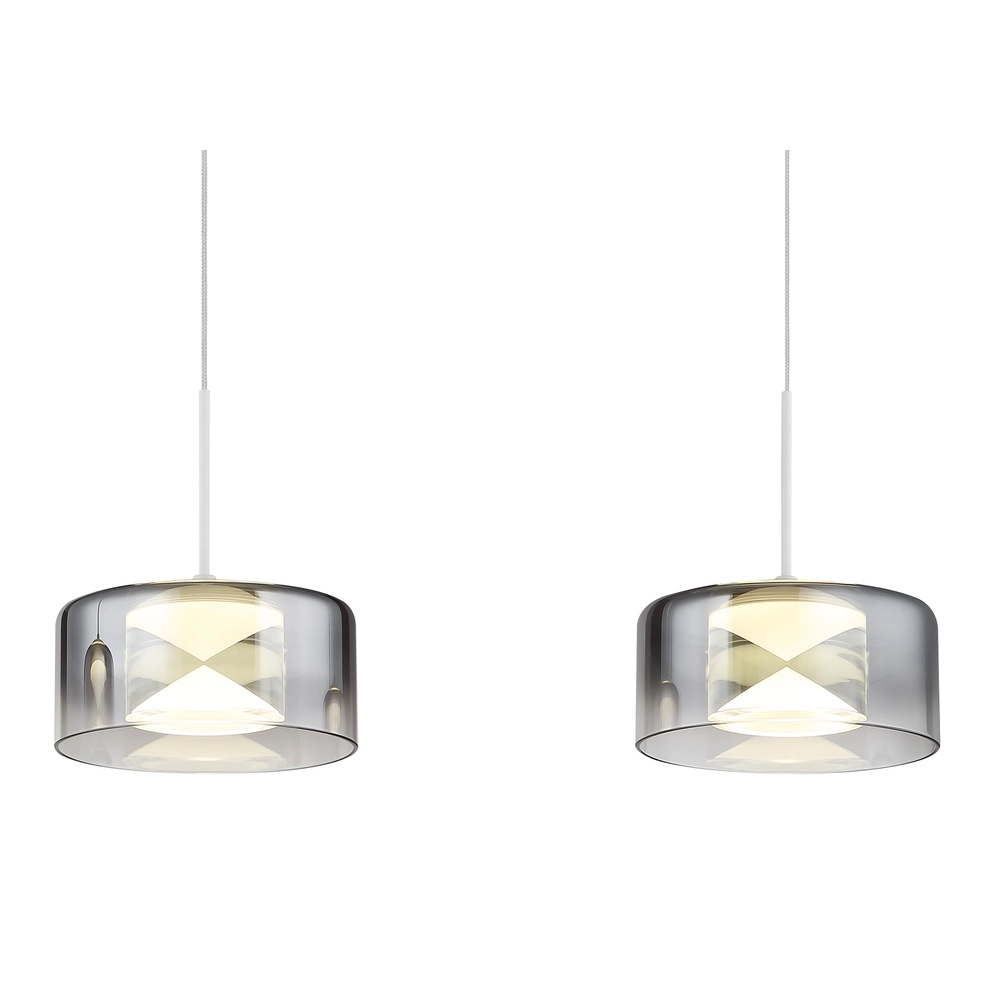 Design pendant lamp Belinda 4-light white with smoke glass Globo 9007371566372