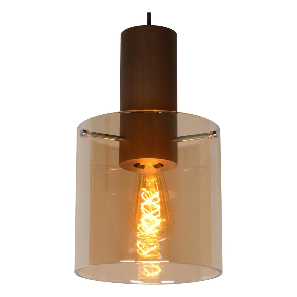 Pendant lamp Toledo Ø 20cm amber glass Lucide 5411212740847