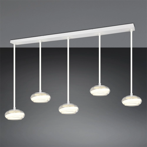 5-light design pendant lamp Tarsia white