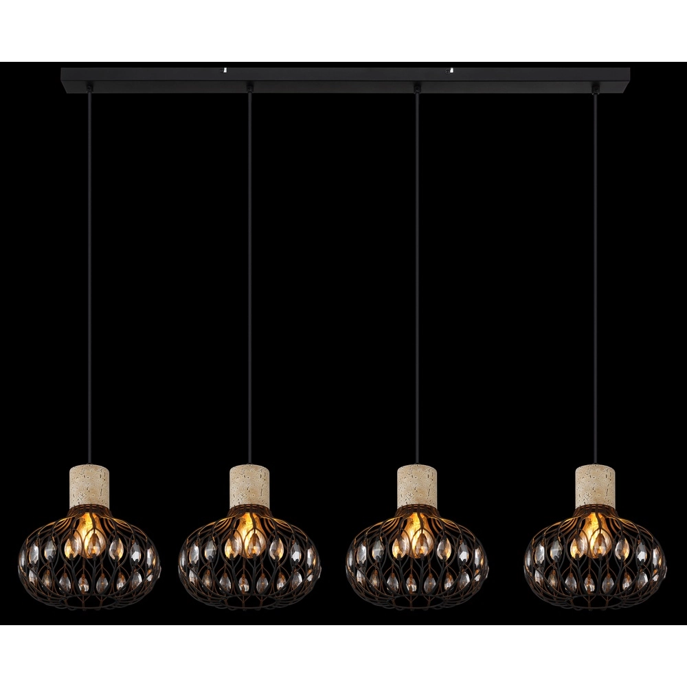 4-light pendant lamp Dorthy Country Black Globo 9007371572069