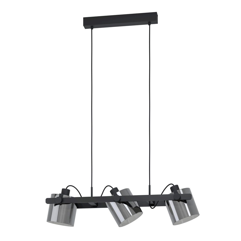 3L pendant light Hornwood 2 black with smoke glass