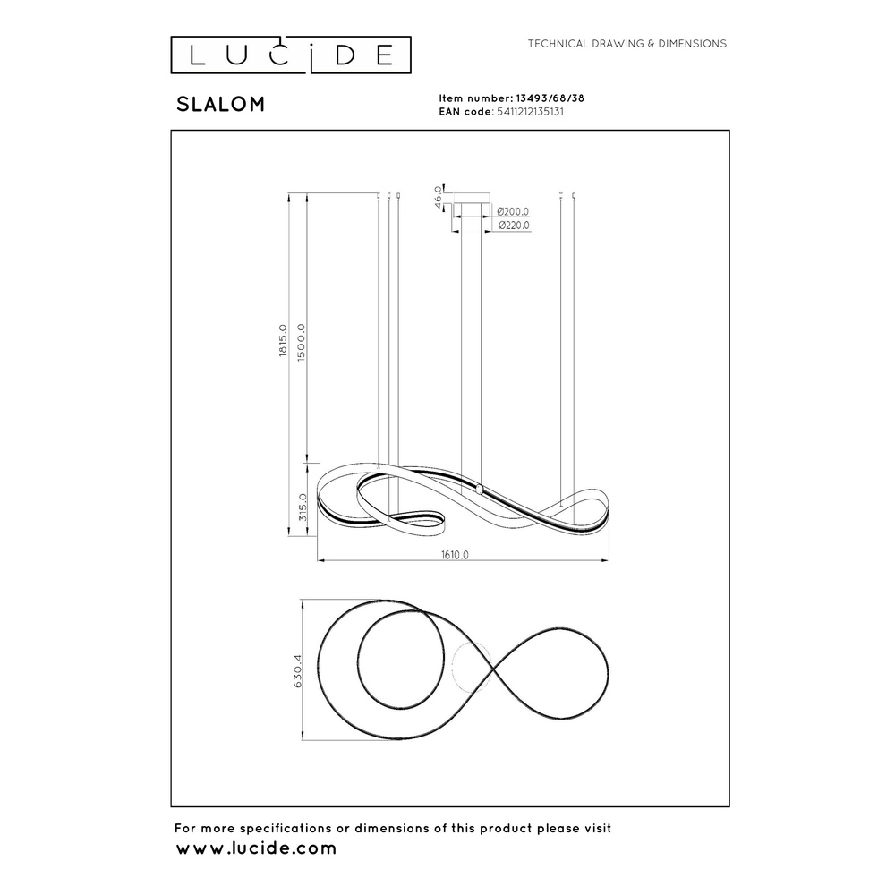 Modern led pendant light Slalom Sand with effect Premium by Lucide 5411212135131