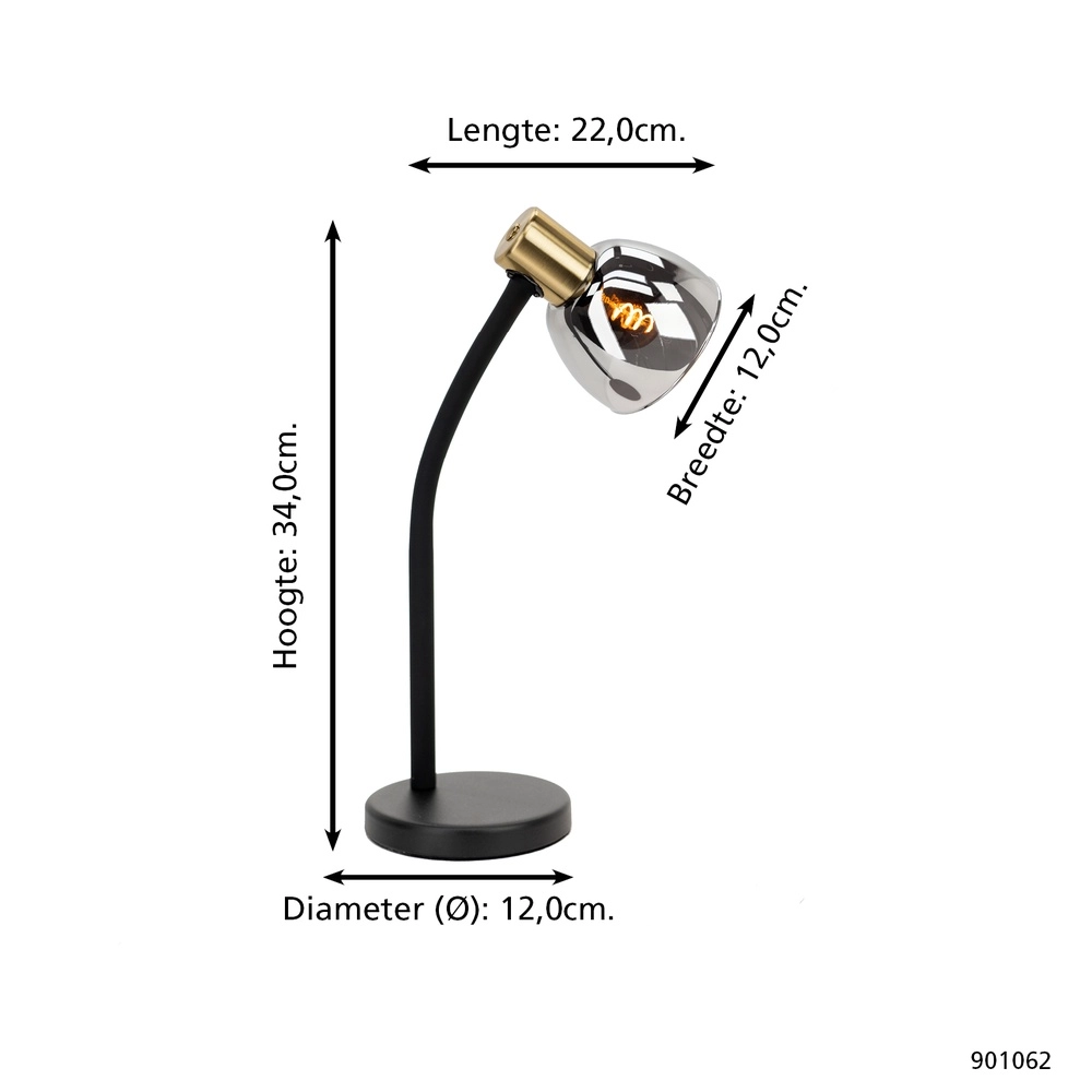 Sleek desk lamp Macere gold with smoke glass Eglo 9008606304332