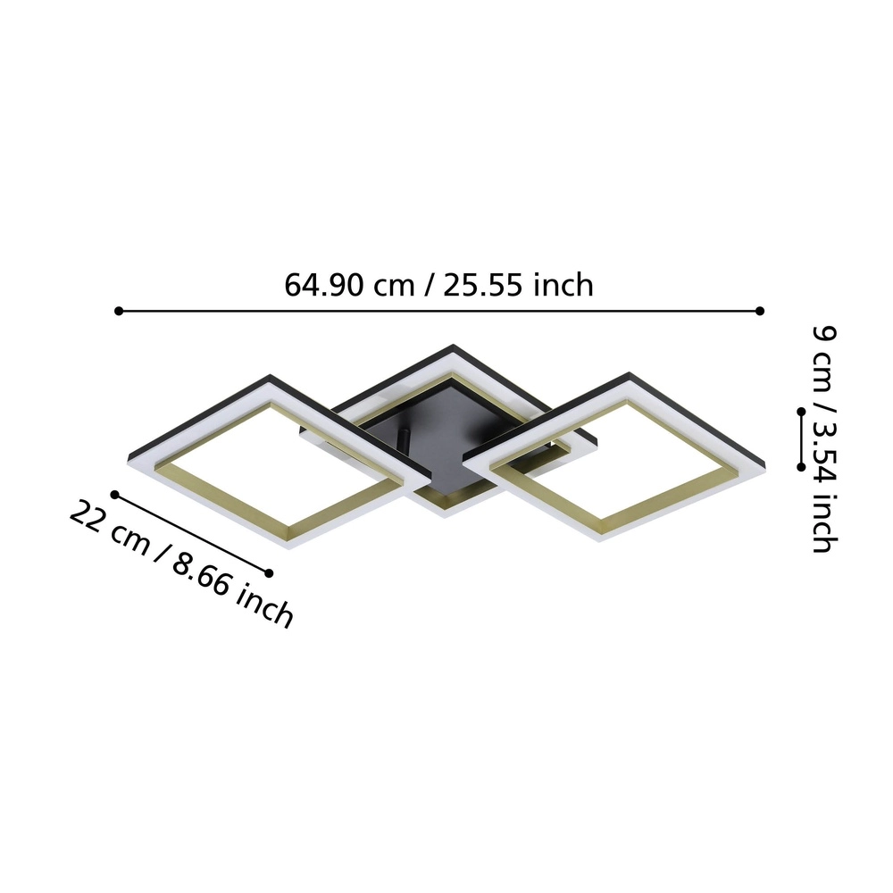 Ceiling led lamp Calliera Square - Black with Gold Eglo 9008606316144