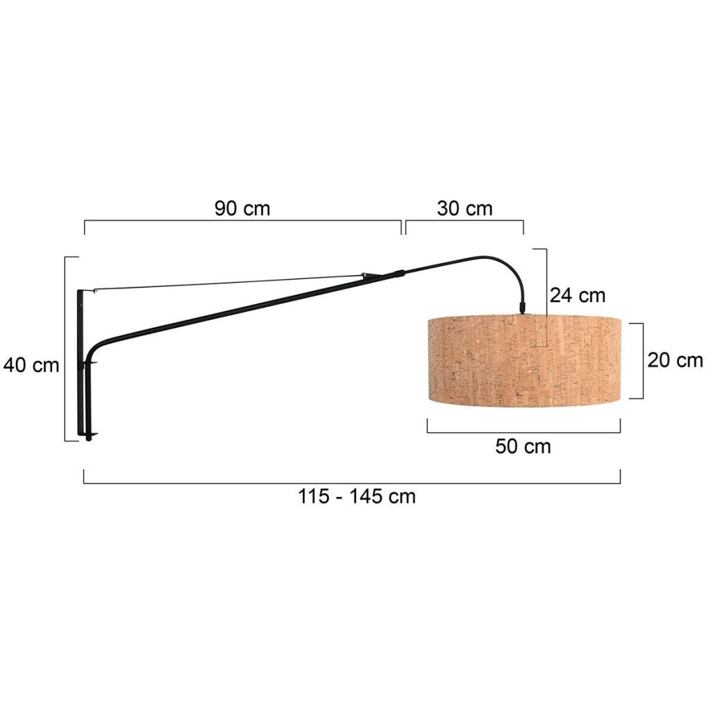 Black wall lamp Elegant Classy with cork cap Ø50cm Steinhauer 8712746180398
