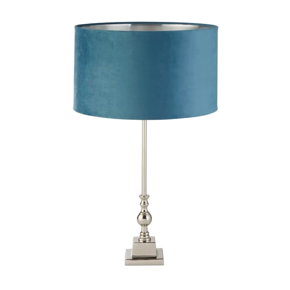Table lamp chrome Whitby with blue hood