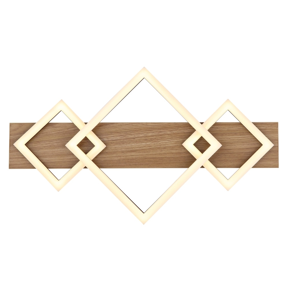 Ceiling lamp Beatrix I 3 squares black with wood Globo 9007371468393