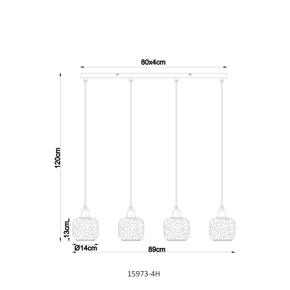 4-light pendant lamp Antonio sand brown Globo 9007371578726