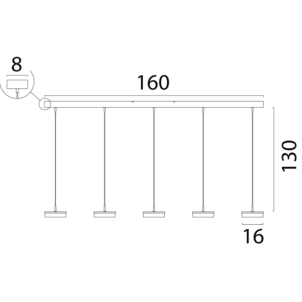 5-light pendant lamp Imperia 160cm black with gold Masterlight 8718121352527