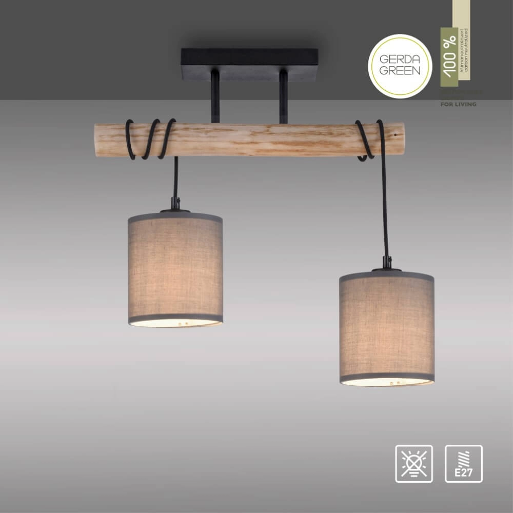 Country ceiling lamp Green Tribu Taupe Just Light 4043689995164