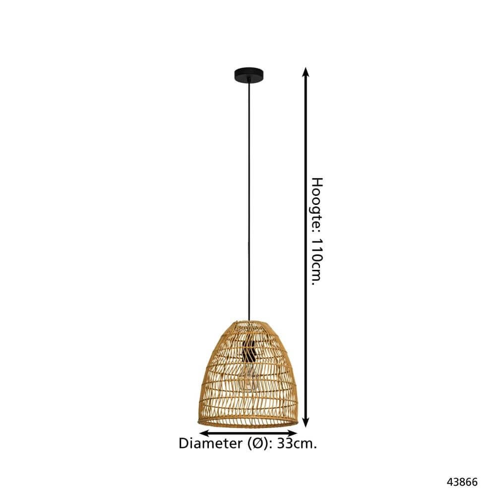 Wicker hanging lamp Ayesgarth Ø 33cm Eglo 9002759438661
