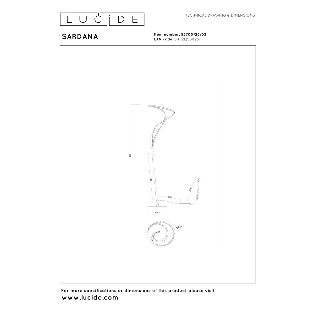 Floor lamp Sardana Design Gold Premium by Lucide 5411212560261