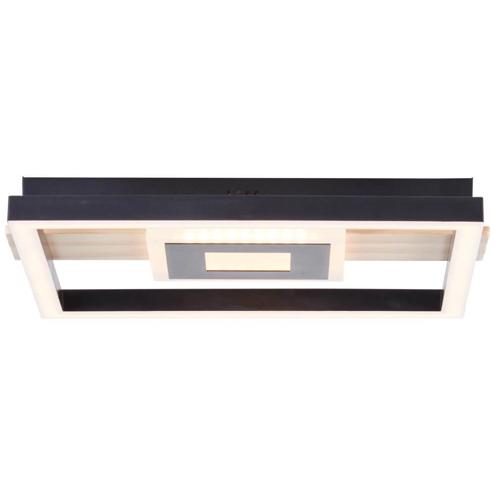 Ceiling lamp Baldo Square black with wood