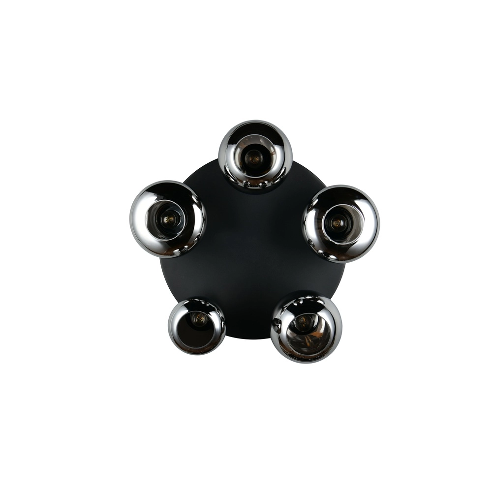 5-light ceiling lamp Lumina black with smoke glass Trio 4017807663181