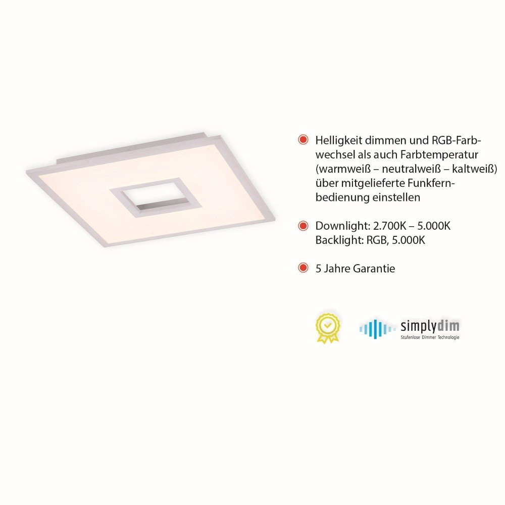 Square ceiling lamp Recess Just Light 4043689967550