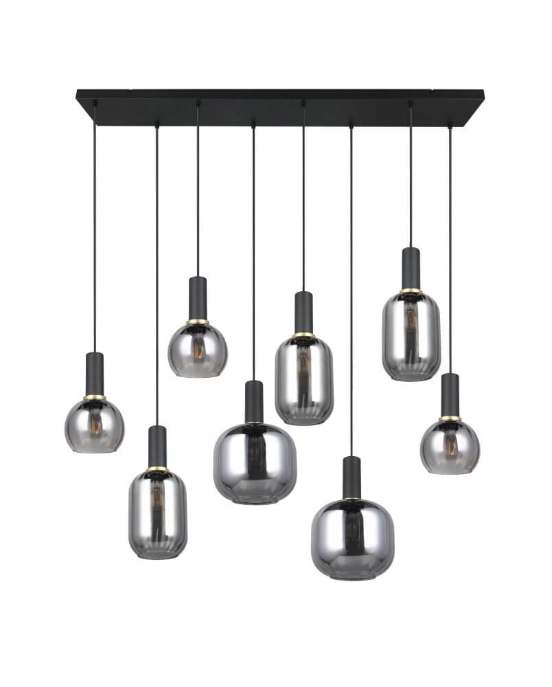 Dining room pendant lamp Diva 8-light - smoke glass Trio 4017807614589