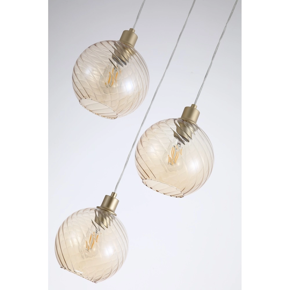 Pendant lamp Radiance 3-light gold Searchlight 5053423305837
