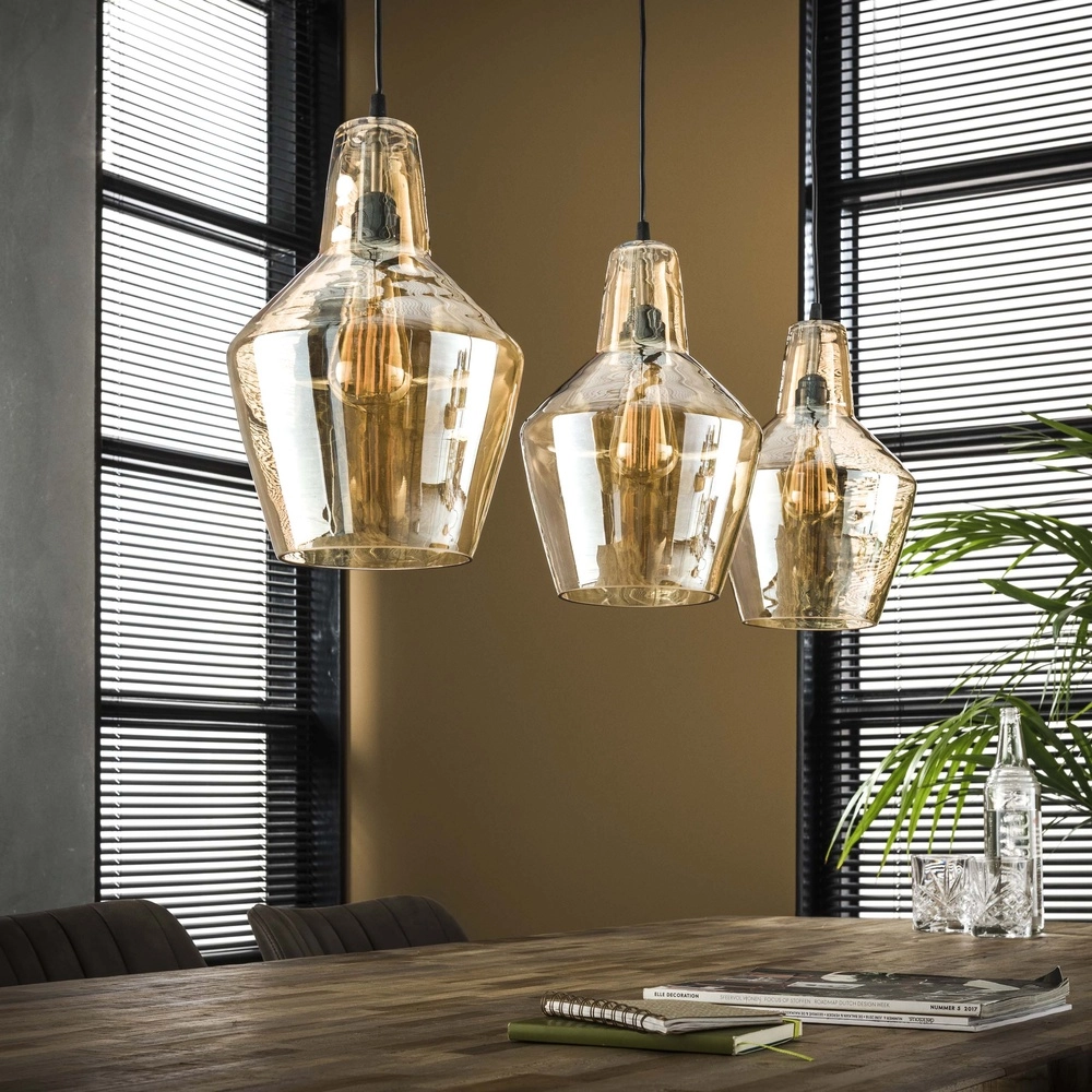 Glass pendant lamp Glass Amber glass with old silver Lyora 8716803513174