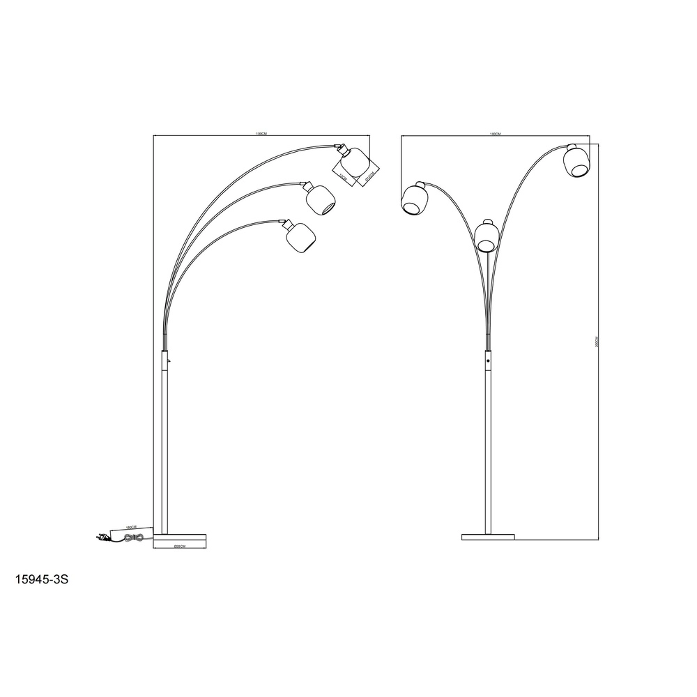 3-light floor lamp Brokana gunmetal Globo 9007371569472