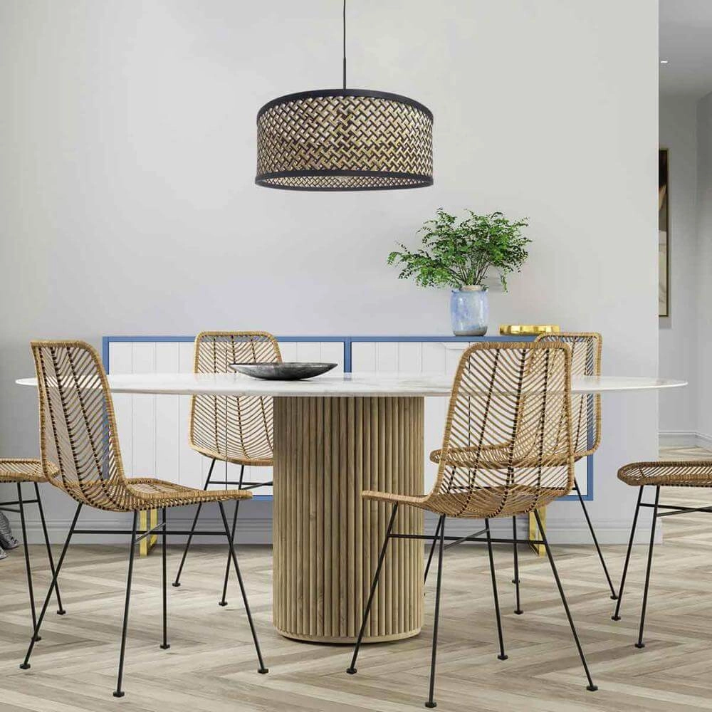 Pendant lamp Sparkled Light black with bamboo shade Ø 50cm Steinhauer 8712746172522