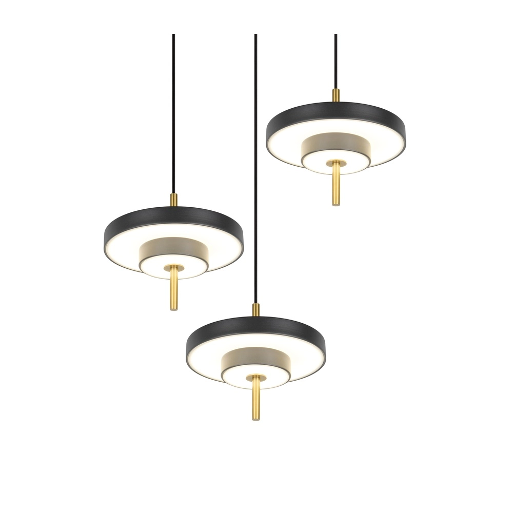3-light pendant lamp Keaton Round black with gold Trio 4017807655247