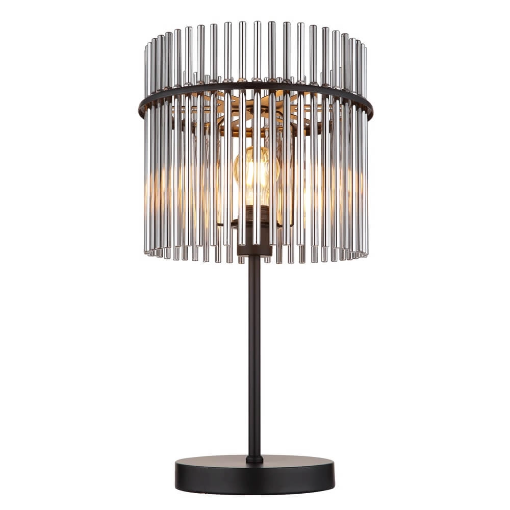 Black table lamp Gorley with smoke glass Ø 30cm Globo 9007371487004