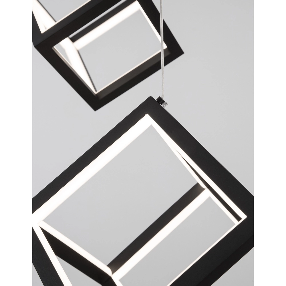 Square pendant lamp Gabbia Black Triple Lyora 5212017423412