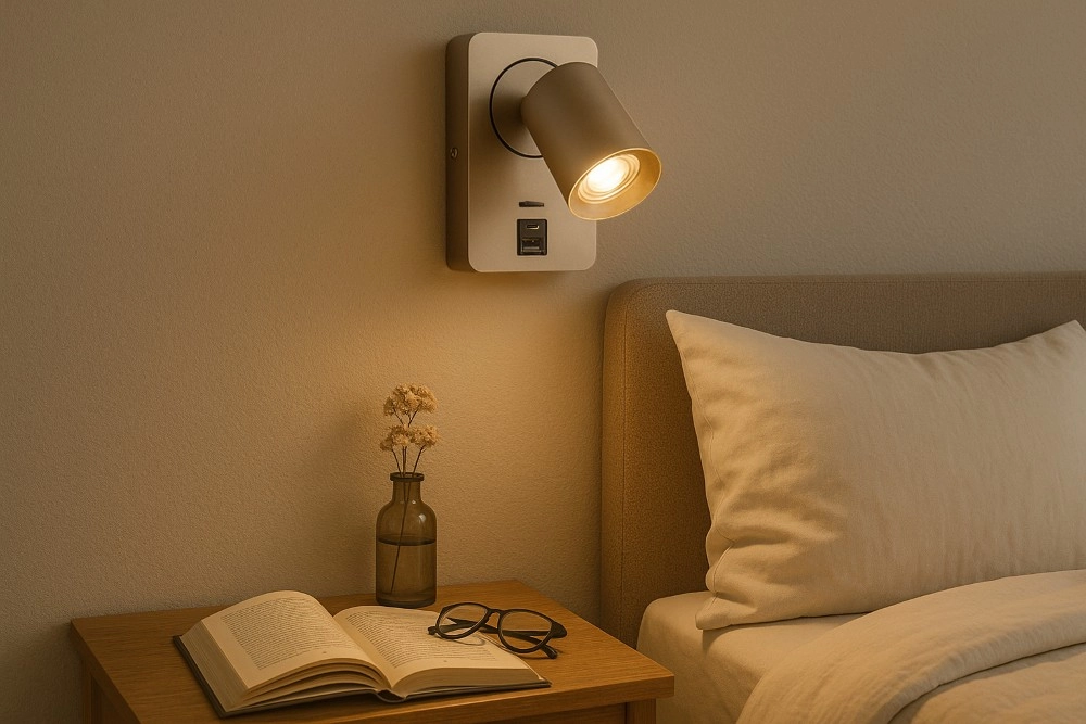 Bedside lamp Megano USB champagne with USB-A and USB-C Artdelight 8720701103634