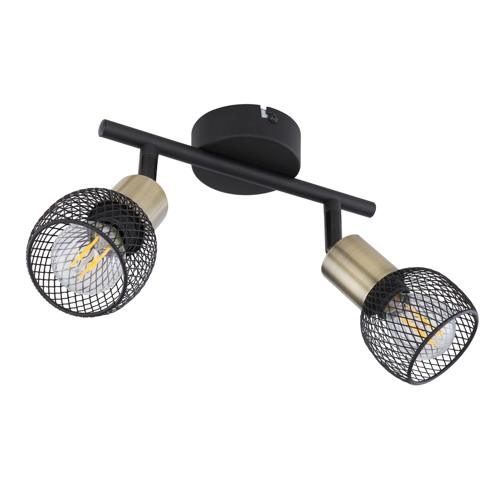 Ceiling lamp Fiastra 2-light black with mesh Globo 9007371415120