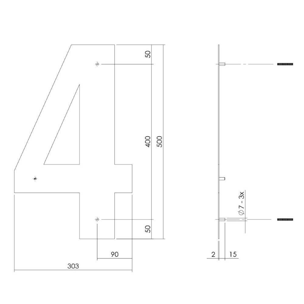 House number 4 XXL Numbra 50cm black Intersteel 8714186503416