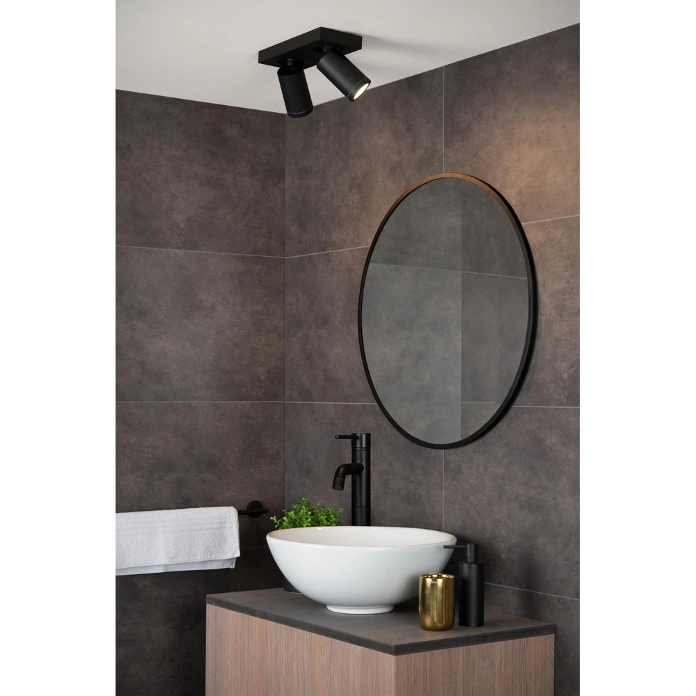 Ceiling spotlight Taylor IP44 2-light black Lucide 5411212092632