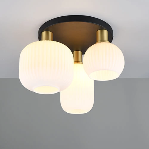 Trendy ceiling lamp Diva with white glass Trio 4017807614541