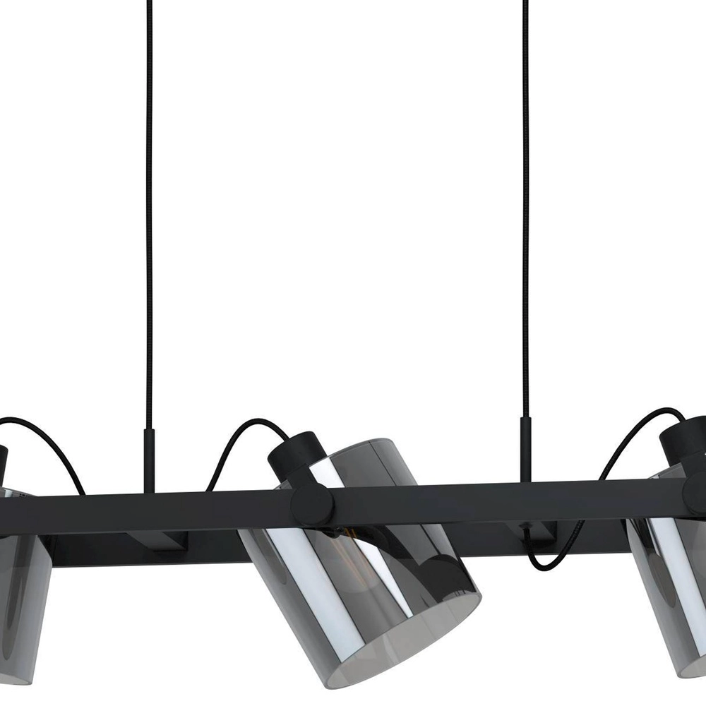 3L pendant light Hornwood 2 black with smoke glass Eglo 9002759436063