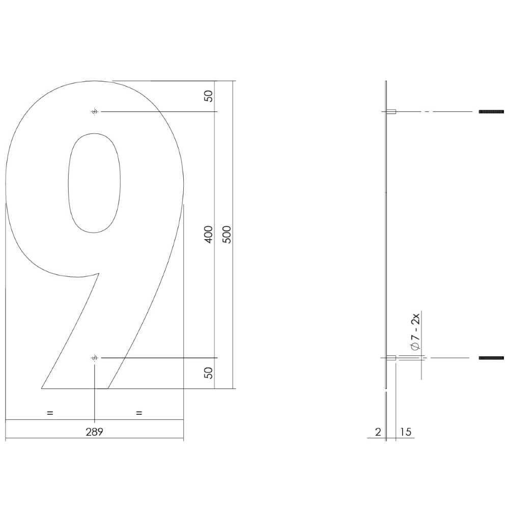 House number 9 XXL Numbra 50cm black Intersteel 8714186503461