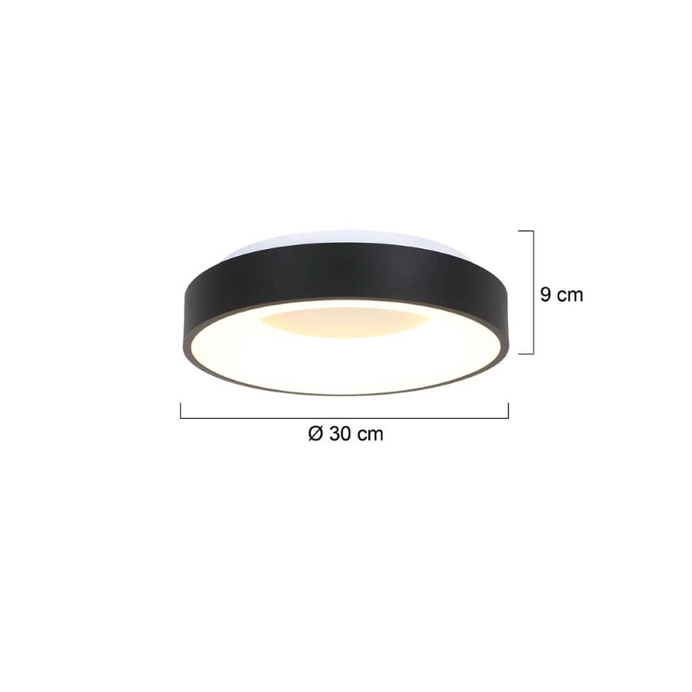 Black ceiling lamp Ringlede Ø 30cm Steinhauer 8712746135770