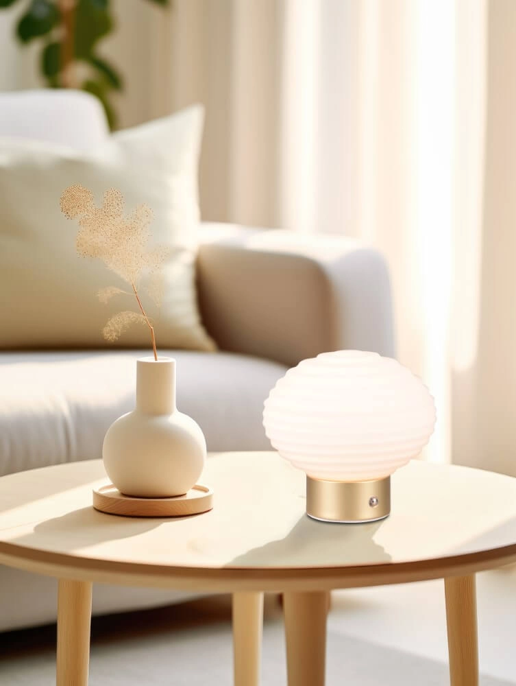 Rechargeable table lamp Earl gold with white glass Trio 4017807601930