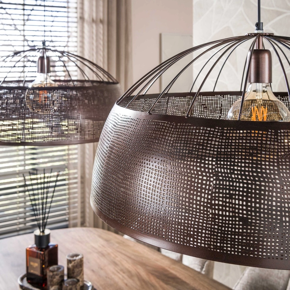 Landelijke hanglamp Screen antiek koper Lyora 8716803515208