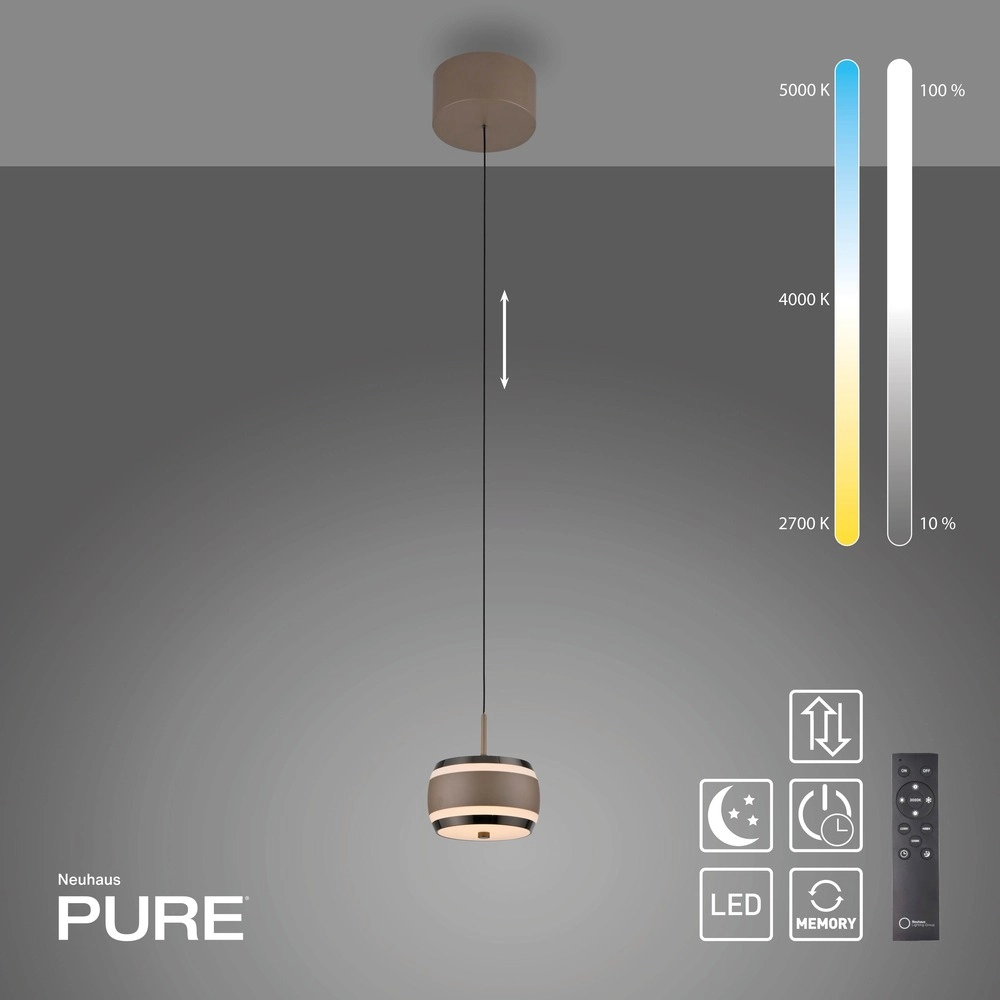 Sleek LED pendant Pure Falling Rings Bronce Paul Neuhaus 4012248396568