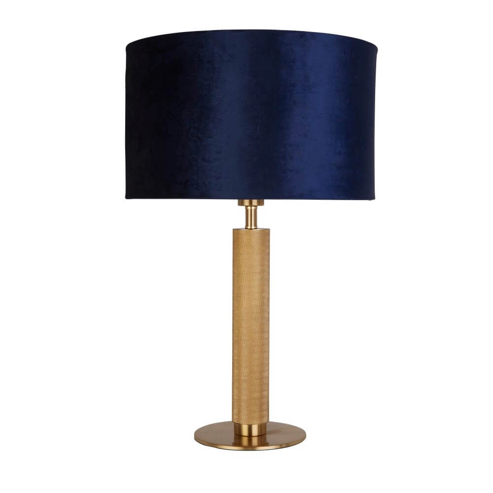 Golden table lamp London with blue hood