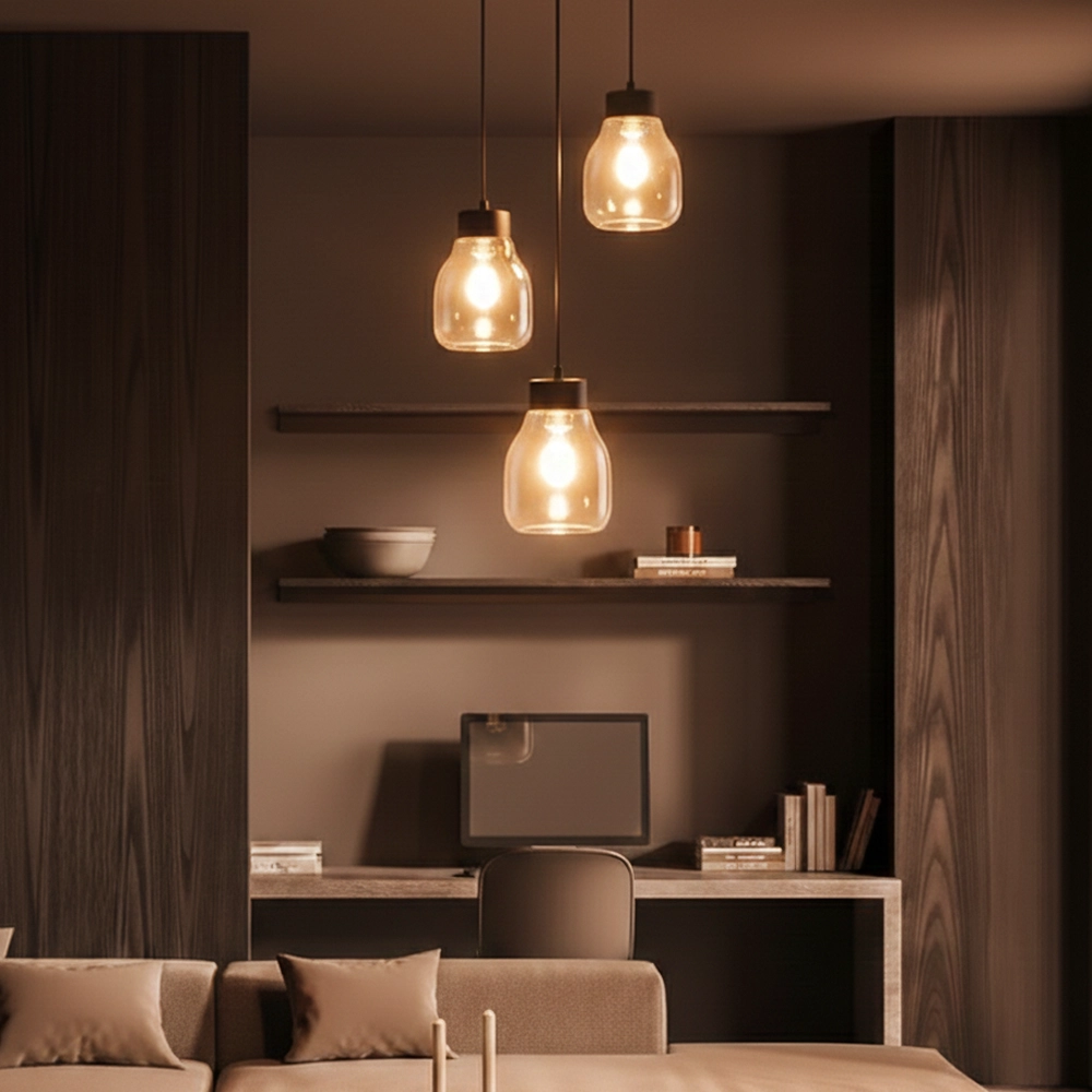 Pendant lamp Blacu 3-light black round