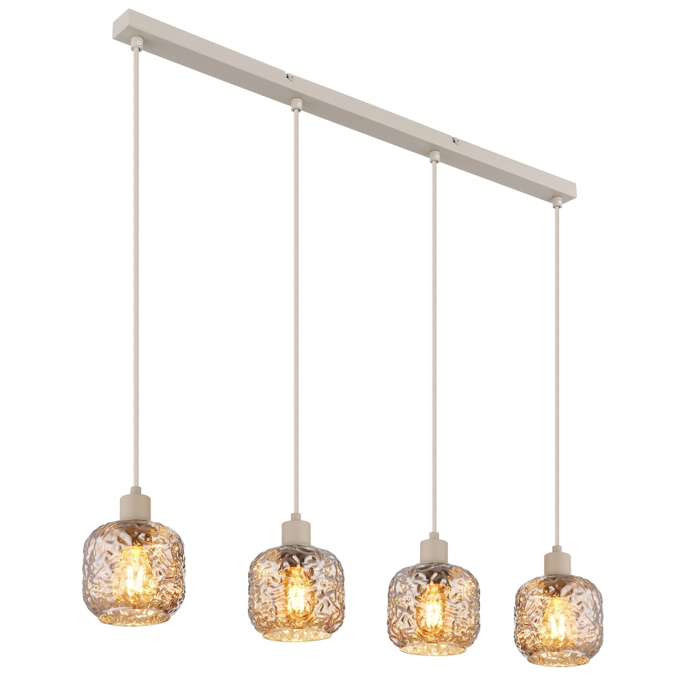 4-light pendant lamp Antonio sand brown