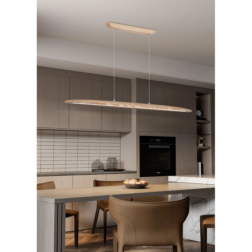 Pendant lamp Kenzie wood Searchlight 5053423296845
