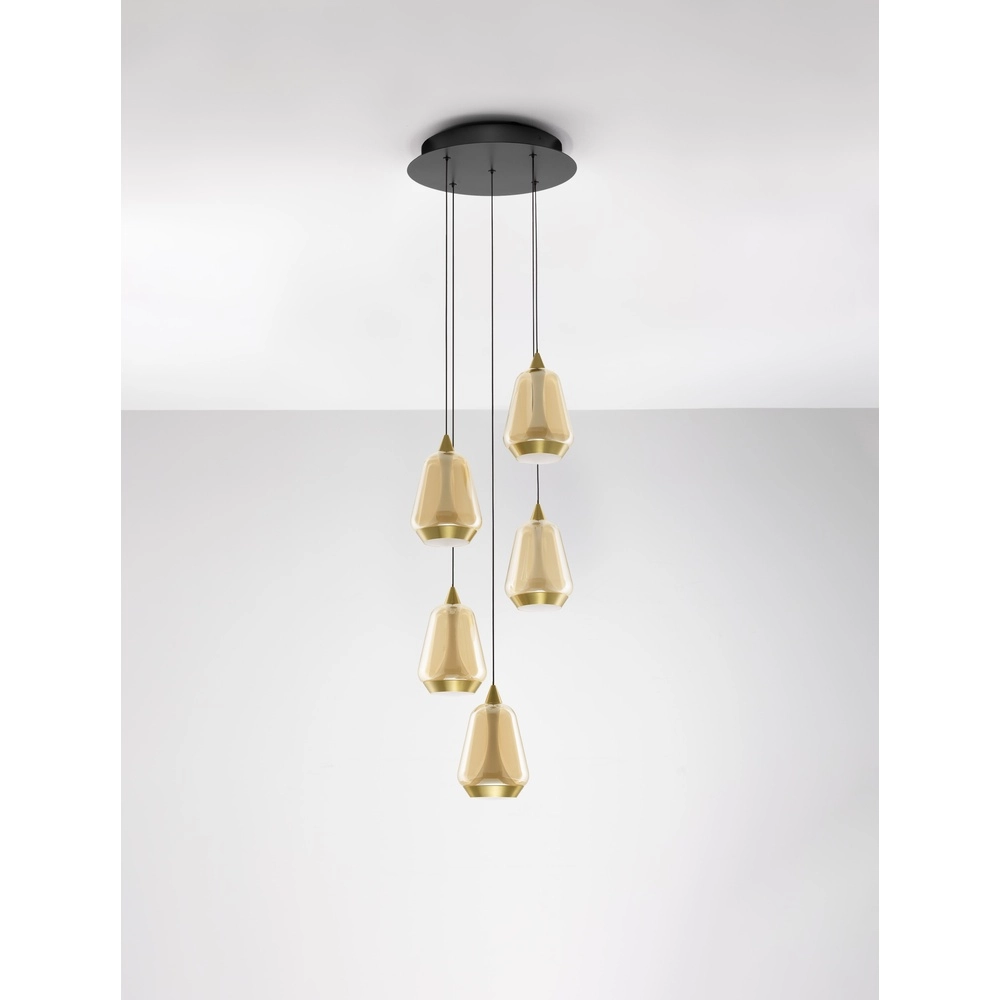 Design pendant lamp Alish 5-light amber glass Lyora 5212017477736