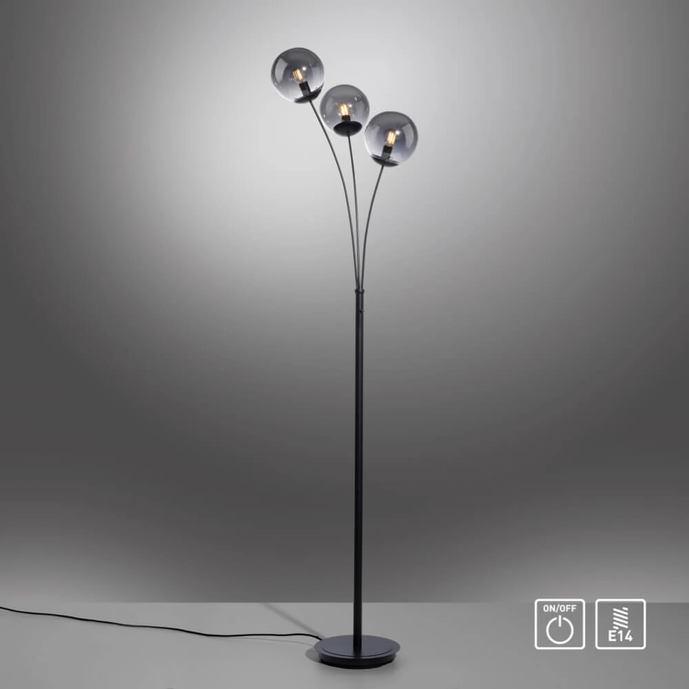 Black floor lamp Big Widow 3-light Just Light 4043689988388