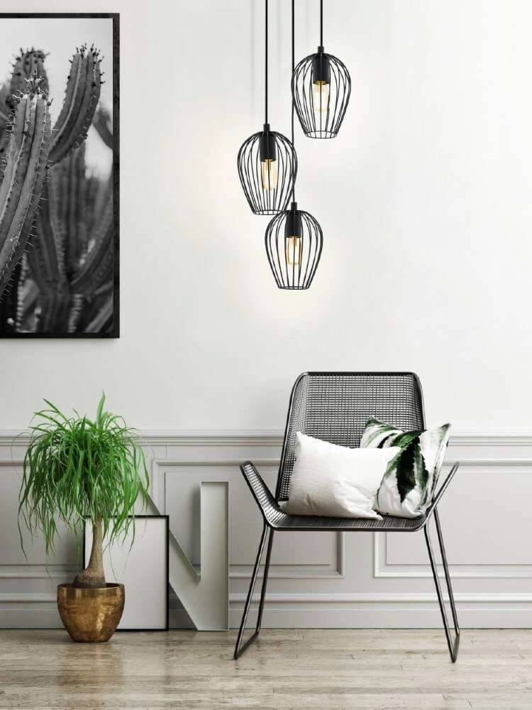 Pendant lamp Newtown Disk 3-light 38cm black Eglo 9002759494797