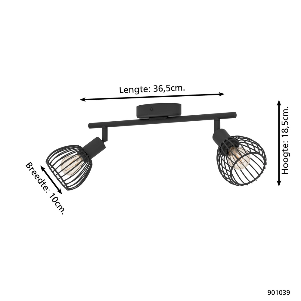2-light wire lamp spotlight Sonnino black - E14 Eglo 9008606306039
