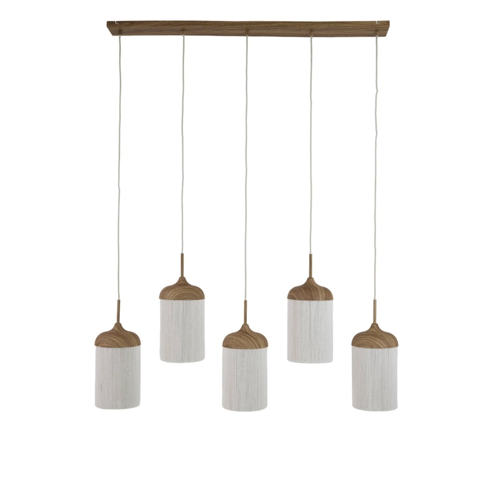 5-light pendant lamp Dania Straight wood
